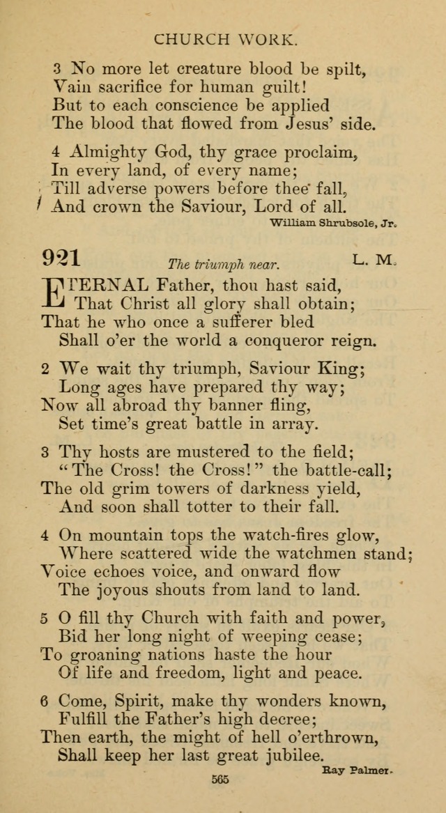 Hymnal of the Methodist Episcopal Church page 565