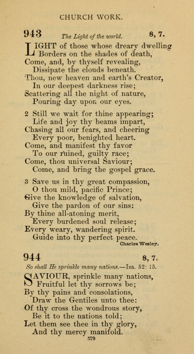 Hymnal of the Methodist Episcopal Church page 579