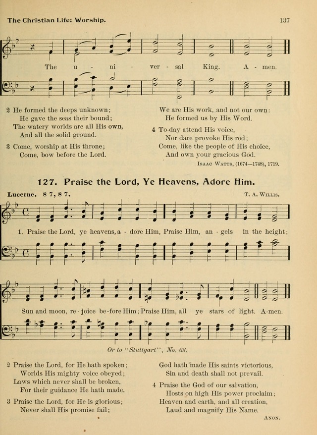 Hymnal and Order of Service: for churches and Sunday-schools page 137