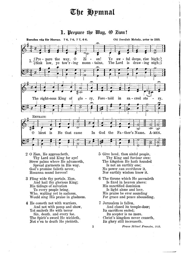 The Hymnal and Order of Service page 1