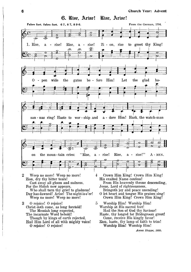 The Hymnal and Order of Service page 6