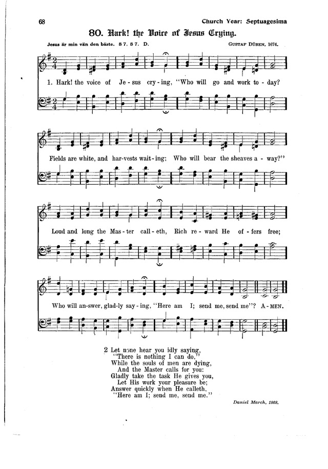 The Hymnal and Order of Service page 68