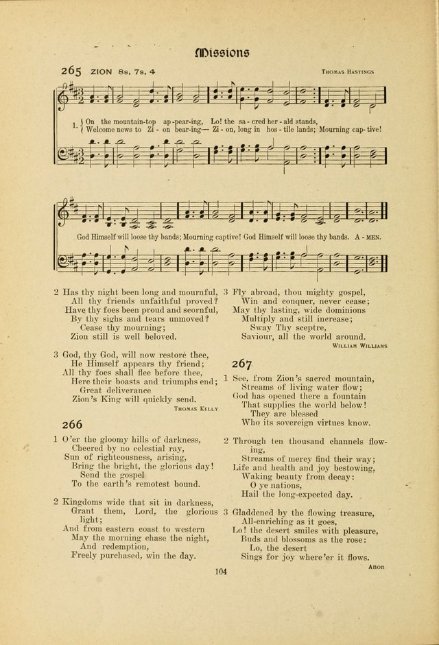 Hymns, Psalms and Gospel Songs: with responsive readings page 104