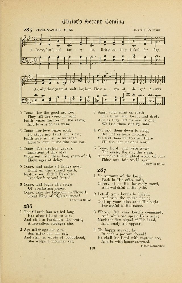 Hymns, Psalms and Gospel Songs: with responsive readings page 113