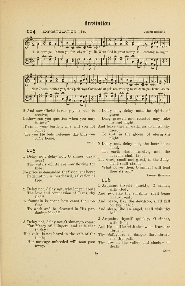 Hymns, Psalms and Gospel Songs: with responsive readings page 47