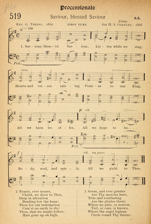 The Hymnal: revised and enlarged as adopted by the General Convention of the Protestant Episcopal Church in the United States of America in the of our Lord 1892..with music, as used in Trinity Church page 580