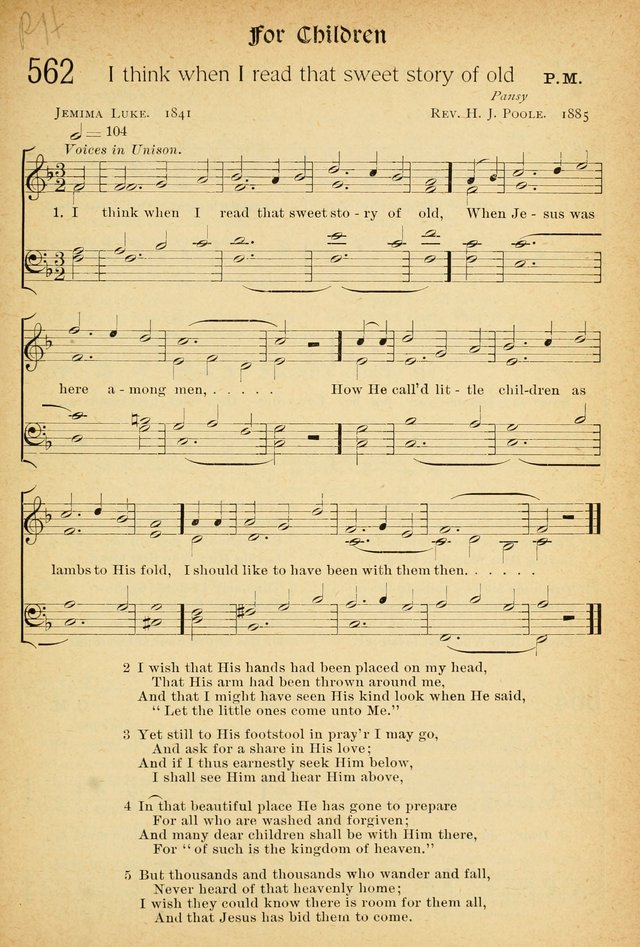 The Hymnal: revised and enlarged as adopted by the General Convention of the Protestant Episcopal Church in the United States of America in the of our Lord 1892..with music, as used in Trinity Church page 629