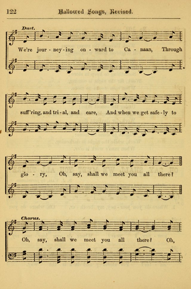Hallowed Songs: for prayer and social meetings, containing hymns and tunes, carefully selected from all sources, both old and new, and are of the most spiritual..(Newly Revised) page 122