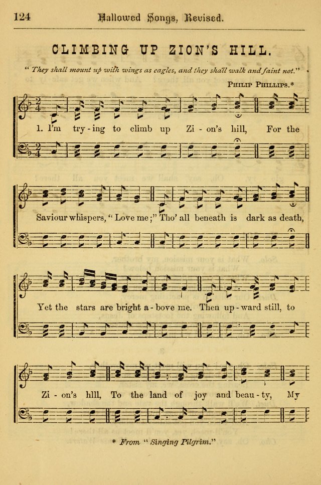 Hallowed Songs: for prayer and social meetings, containing hymns and tunes, carefully selected from all sources, both old and new, and are of the most spiritual..(Newly Revised) page 124