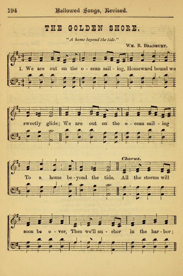 Hallowed Songs: for prayer and social meetings, containing hymns and tunes, carefully selected from all sources, both old and new, and are of the most spiritual..(Newly Revised) page 194