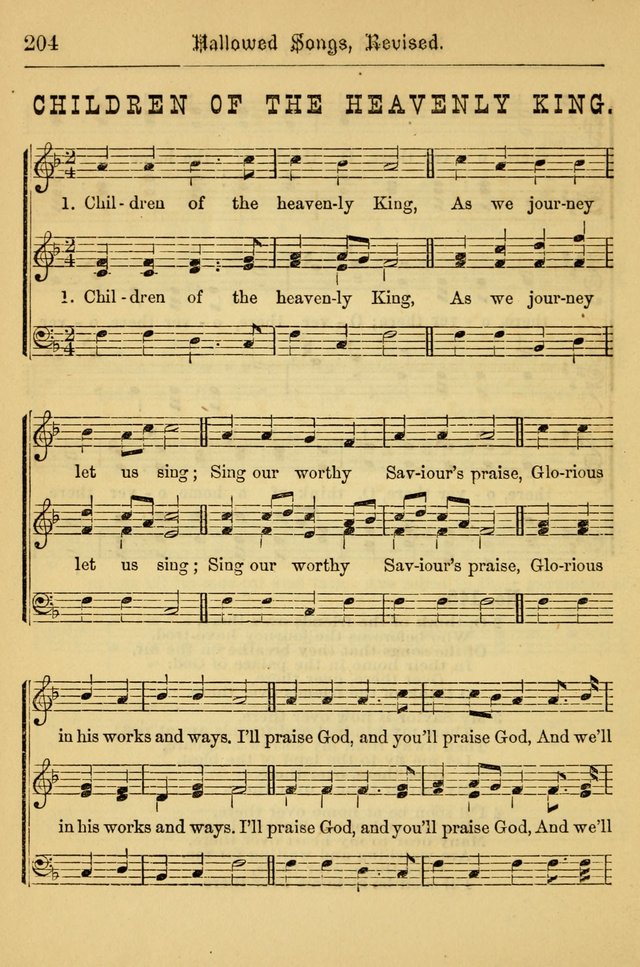 Hallowed Songs: for prayer and social meetings, containing hymns and tunes, carefully selected from all sources, both old and new, and are of the most spiritual..(Newly Revised) page 204