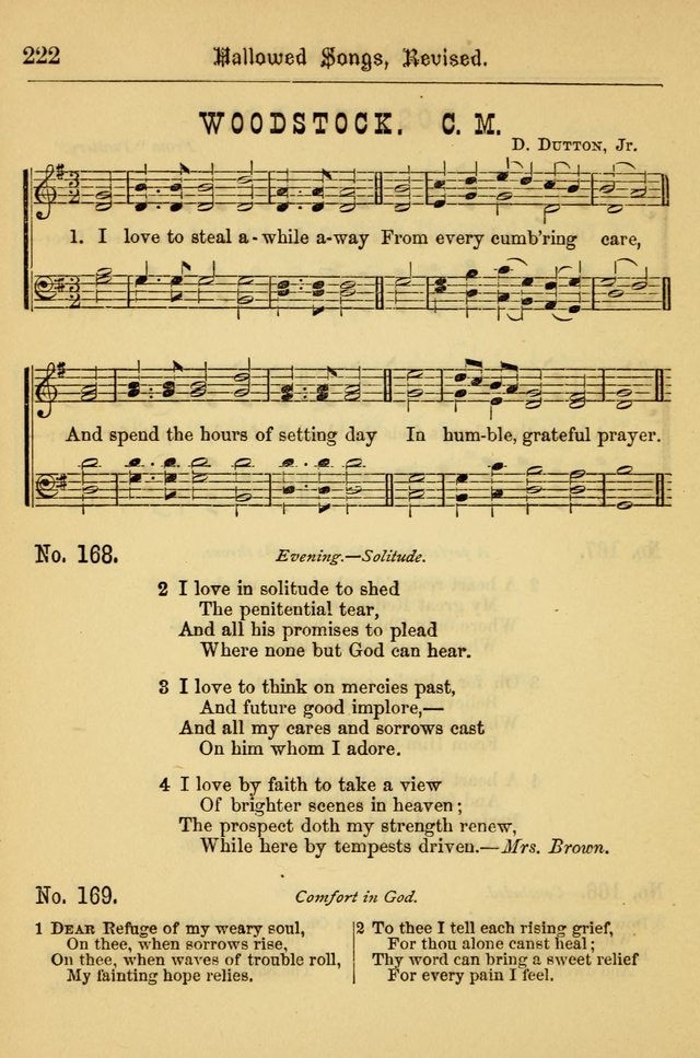 Hallowed Songs: for prayer and social meetings, containing hymns and tunes, carefully selected from all sources, both old and new, and are of the most spiritual..(Newly Revised) page 222