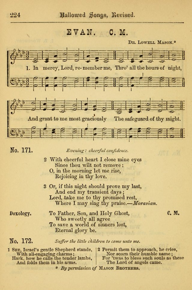 Hallowed Songs: for prayer and social meetings, containing hymns and tunes, carefully selected from all sources, both old and new, and are of the most spiritual..(Newly Revised) page 224