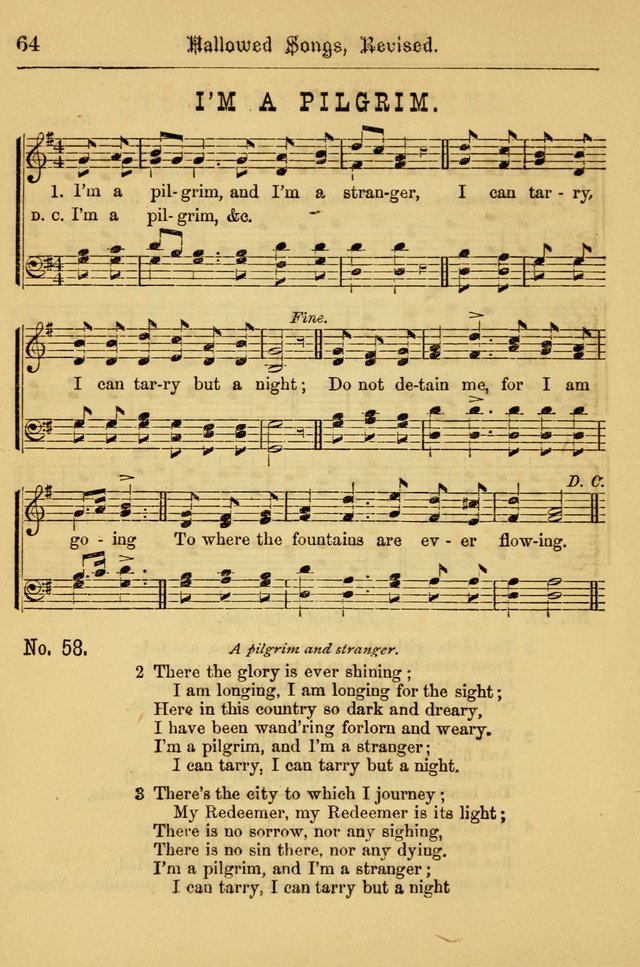 Hallowed Songs: for prayer and social meetings, containing hymns and tunes, carefully selected from all sources, both old and new, and are of the most spiritual..(Newly Revised) page 64