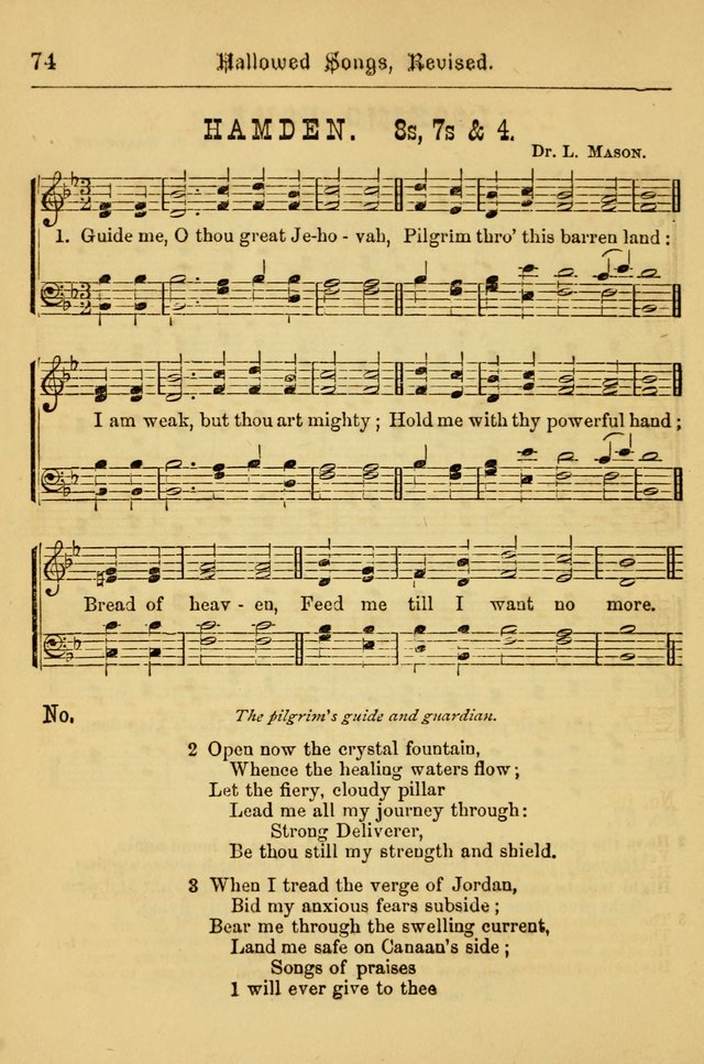 Hallowed Songs: for prayer and social meetings, containing hymns and tunes, carefully selected from all sources, both old and new, and are of the most spiritual..(Newly Revised) page 74