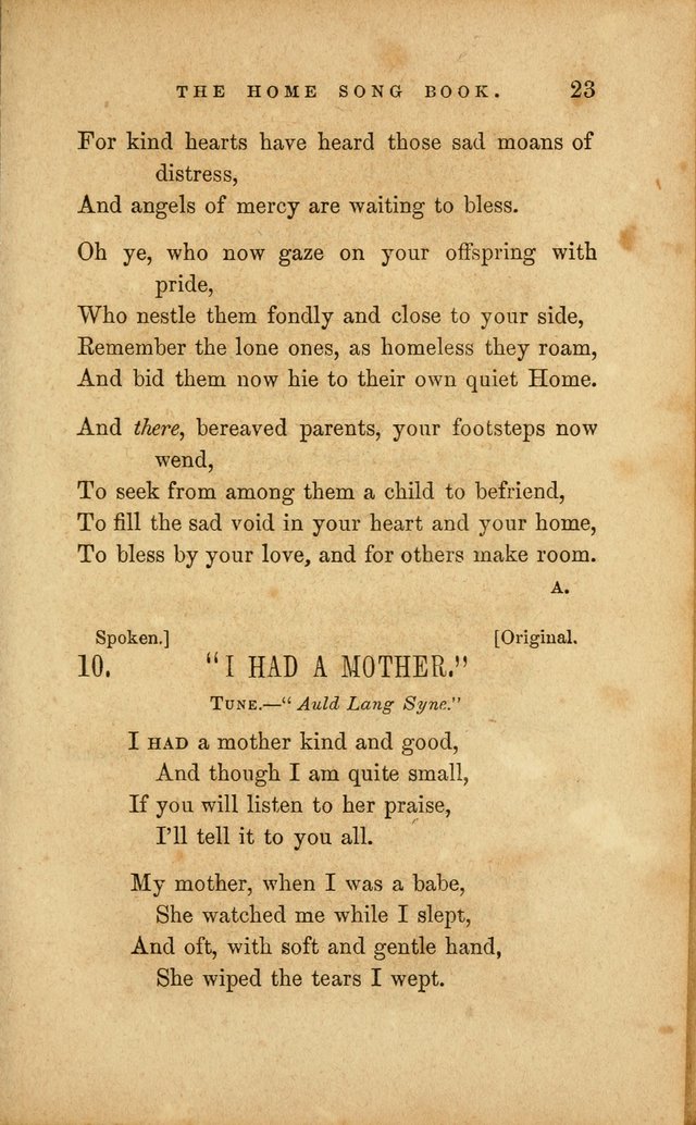 Home Song Book, prepared for the use of the Children of the Home for the Friendless page 11
