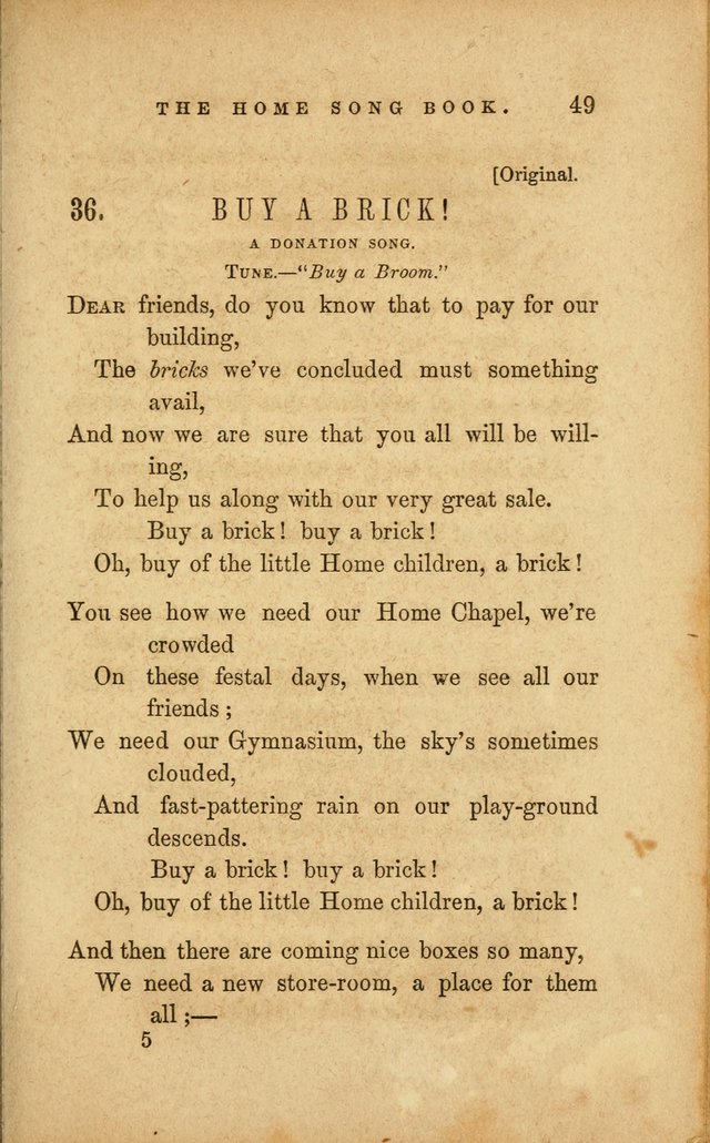 Home Song Book, prepared for the use of the Children of the Home for the Friendless page 37