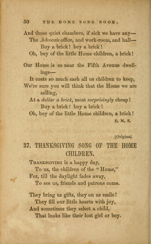 Home Song Book, prepared for the use of the Children of the Home for the Friendless page 38