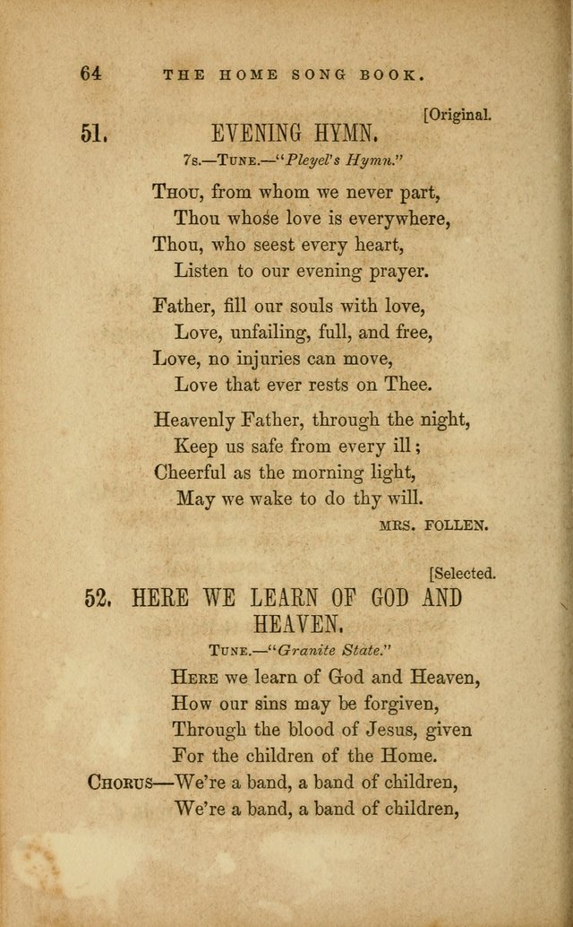 Home Song Book, prepared for the use of the Children of the Home for the Friendless page 52
