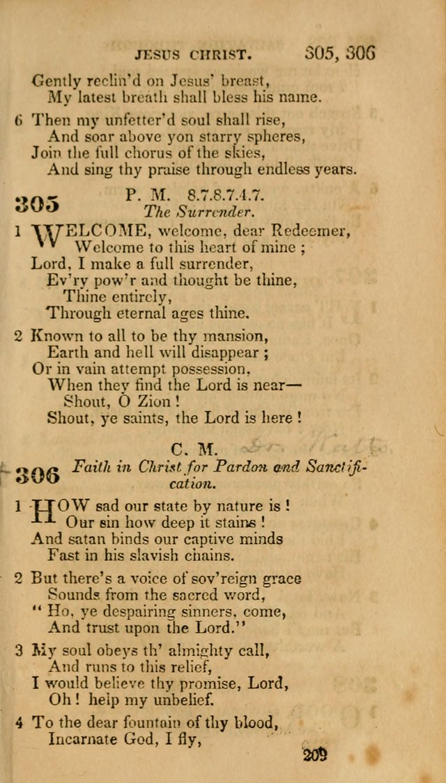 Hymns: selected and original, for public and private worship (30th ed.) page 209