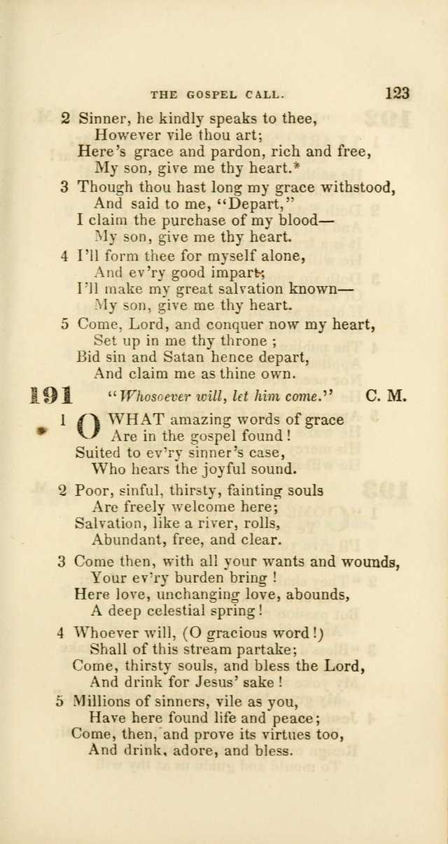 Hymns: selected and original, for public and private worship (60th ed., 1st rev. ed.) page 123