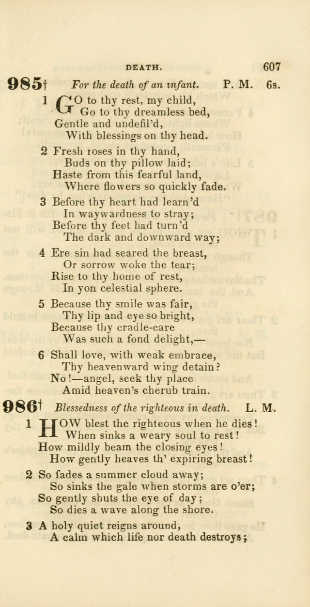 Hymns: selected and original, for public and private worship (60th ed., 1st rev. ed.) page 607
