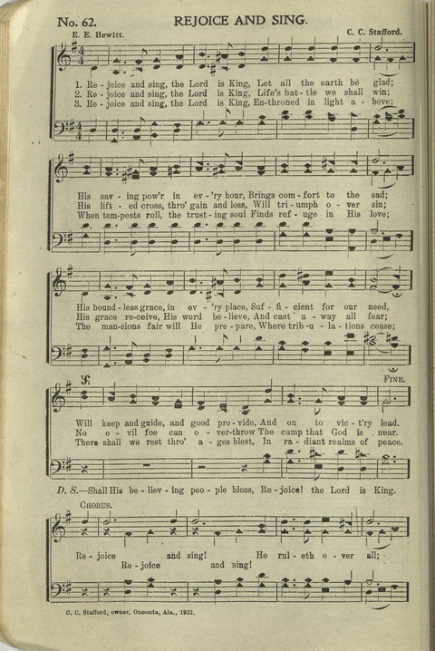 Hallelujahs: for Sunday Schools, Singing-Schools, Revivals, Conventions and General Use in Christian Work and Worship page 62