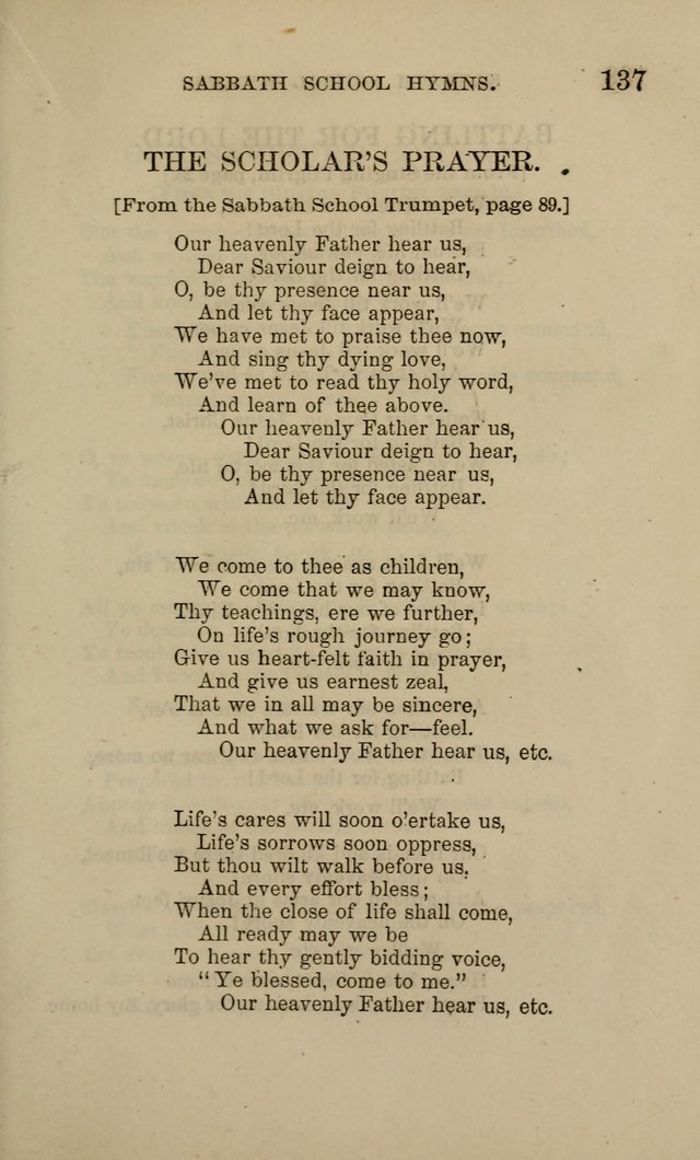 Hymns for the use of the Sabbath School of the Second Reformed Church, Albany N. Y. page 137