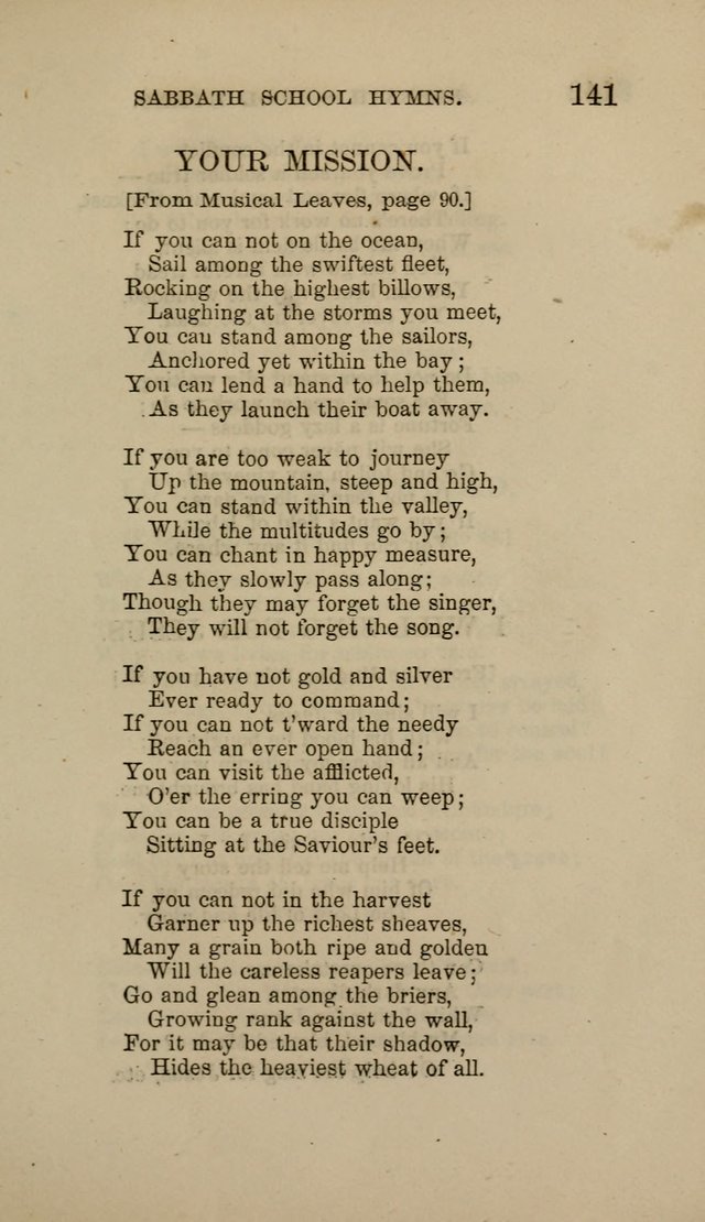 Hymns for the use of the Sabbath School of the Second Reformed Church, Albany N. Y. page 141