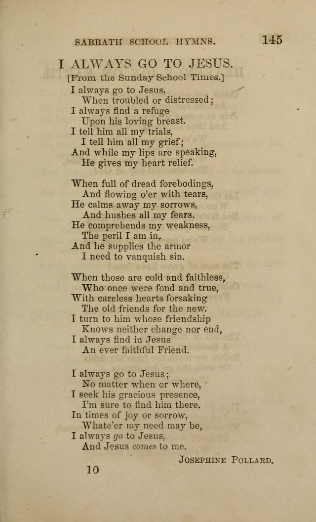 Hymns for the use of the Sabbath School of the Second Reformed Church, Albany N. Y. page 145