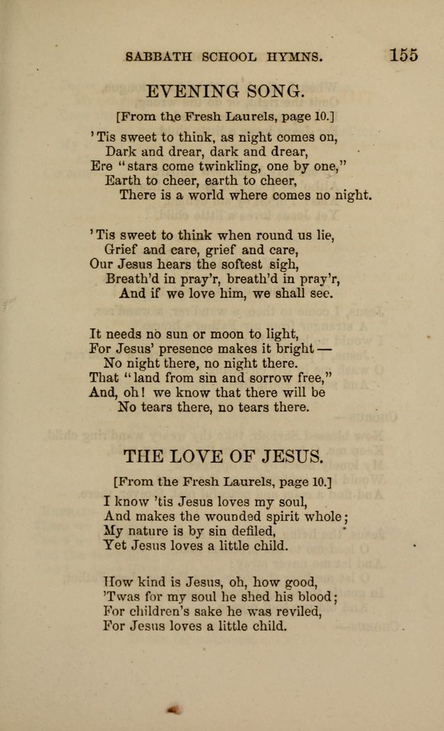 Hymns for the use of the Sabbath School of the Second Reformed Church, Albany N. Y. page 155