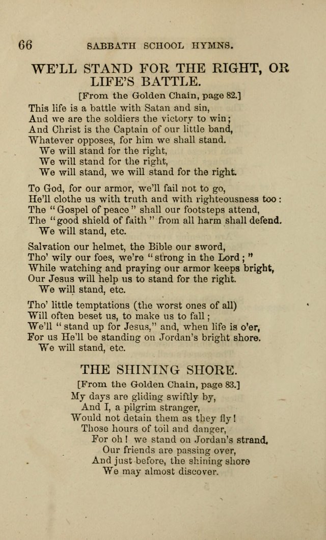 Hymns for the use of the Sabbath School of the Second Reformed Church, Albany N. Y. page 66