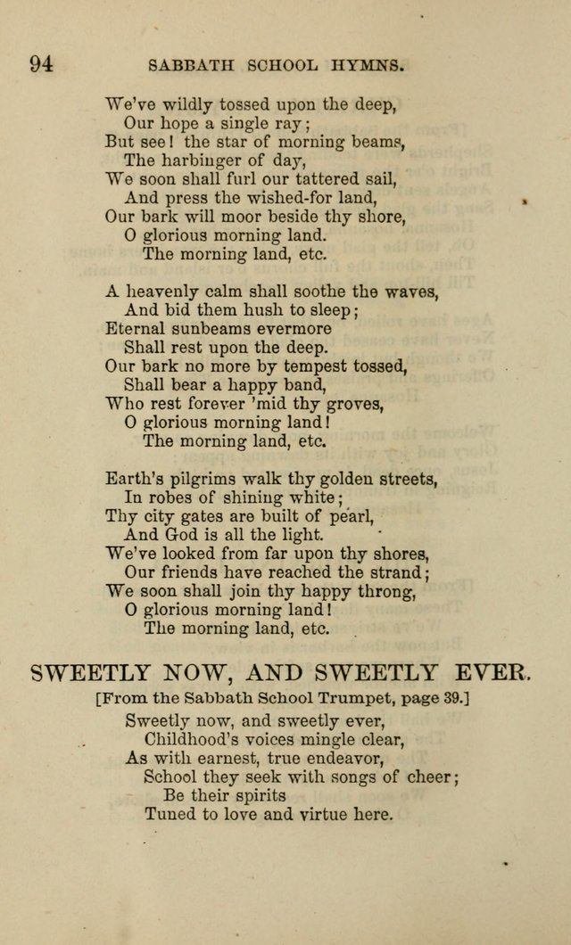 Hymns for the use of the Sabbath School of the Second Reformed Church, Albany N. Y. page 94