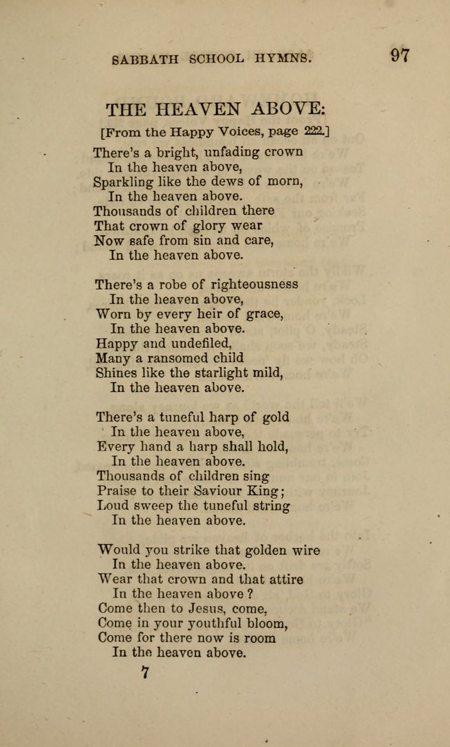 Hymns for the use of the Sabbath School of the Second Reformed Church, Albany N. Y. page 97