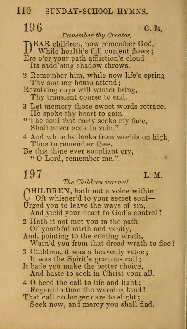 Hymns for Sunday Schools, Youth, and Children page 110