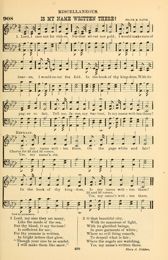Hymn and Tune Book of the Methodist Episcopal Church, South (Round Note Ed.) page 489