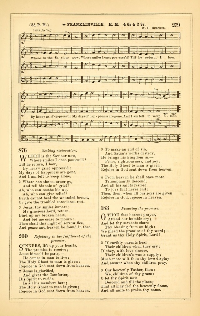 The Heart and Voice: or, Songs of Praise for the Sanctuary: hymn and tune book, designed for congregational singing in the Methodist Episcopal Church, and for congregations generally page 279