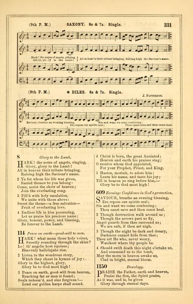 The Heart and Voice: or, Songs of Praise for the Sanctuary: hymn and tune book, designed for congregational singing in the Methodist Episcopal Church, and for congregations generally page 331