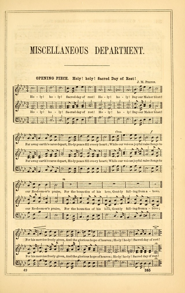 The Heart and Voice: or, Songs of Praise for the Sanctuary: hymn and tune book, designed for congregational singing in the Methodist Episcopal Church, and for congregations generally page 385