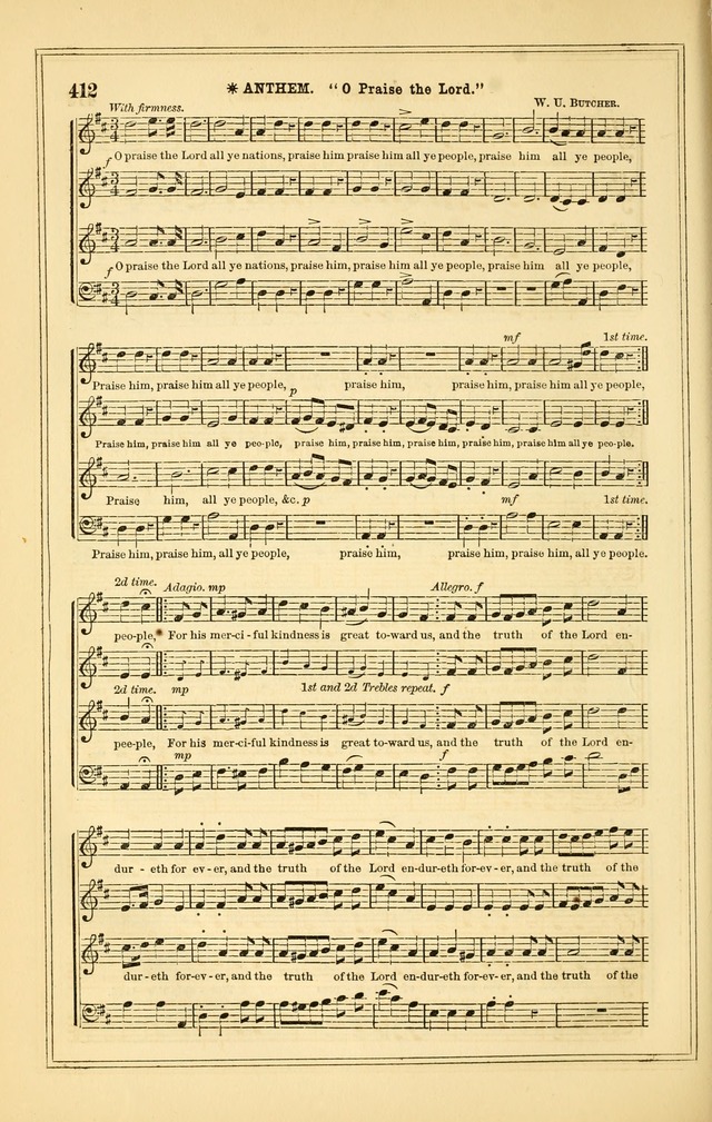 The Heart and Voice: or, Songs of Praise for the Sanctuary: hymn and tune book, designed for congregational singing in the Methodist Episcopal Church, and for congregations generally page 412