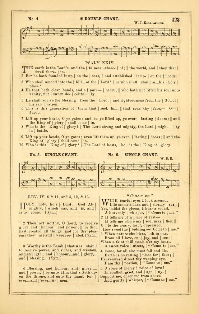 The Heart and Voice: or, Songs of Praise for the Sanctuary: hymn and tune book, designed for congregational singing in the Methodist Episcopal Church, and for congregations generally page 423