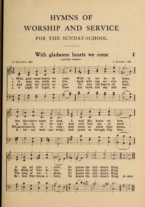 Hymns of Worship and Service: for the Sunday School page 1