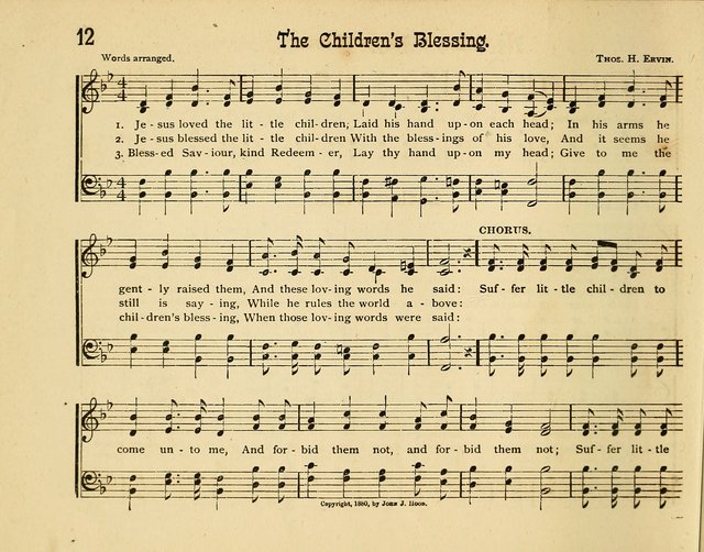 Infant Praises: a collection of sacred songs, hymns, and music, for use in the Sabbath school primary department page 12