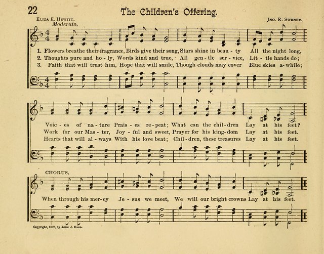 Infant Praises: a collection of sacred songs, hymns, and music, for use in the Sabbath school primary department page 22