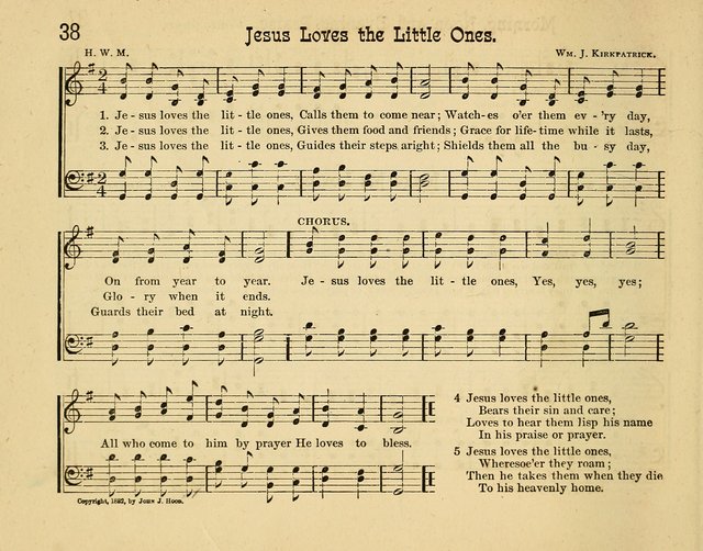 Infant Praises: a collection of sacred songs, hymns, and music, for use in the Sabbath school primary department page 38
