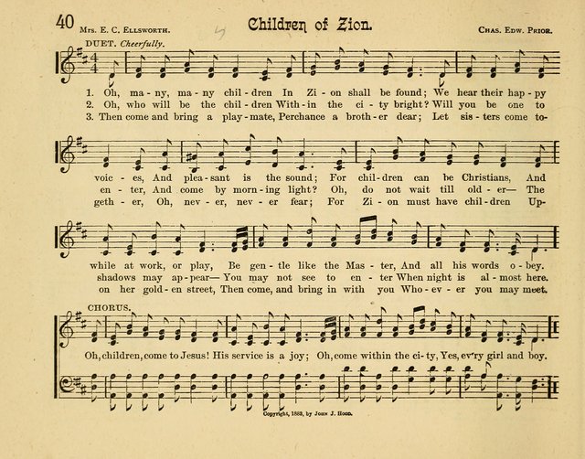 Infant Praises: a collection of sacred songs, hymns, and music, for use in the Sabbath school primary department page 40