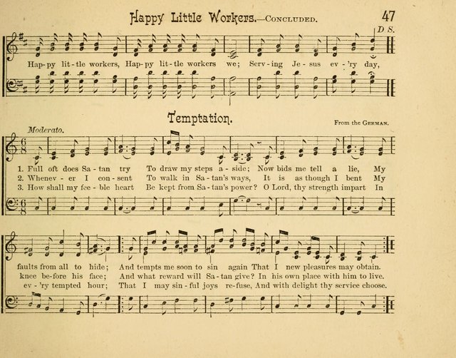 Infant Praises: a collection of sacred songs, hymns, and music, for use in the Sabbath school primary department page 47