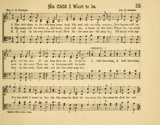 Infant Praises: a collection of sacred songs, hymns, and music, for use in the Sabbath school primary department page 55