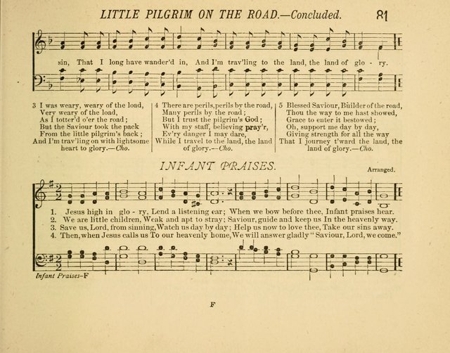 Infant Praises: a collection of sacred songs, hymns, and music, for use in the Sabbath school primary department page 81