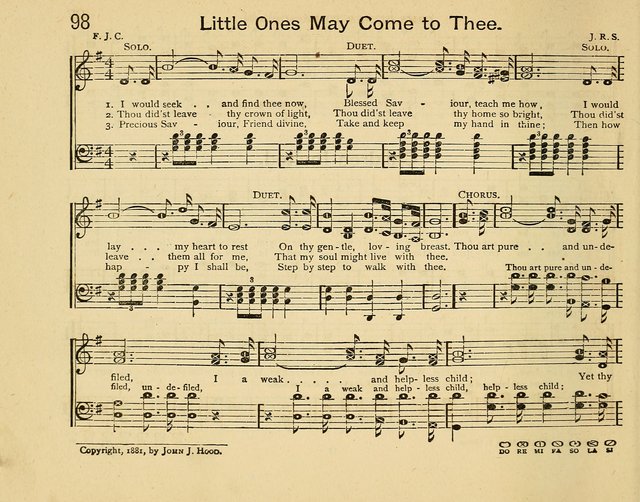 Infant Praises: a collection of sacred songs, hymns, and music, for use in the Sabbath school primary department page 98